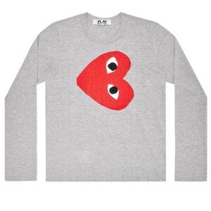Comme des Garcons Play Gray T-Shirt with Red Graphic